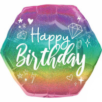 Шар фольга радуга Happy Birthday