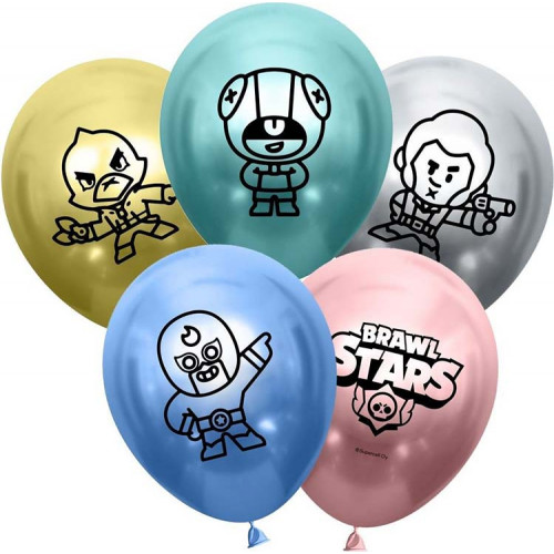 Шар хром с рисунком Brawl Stars